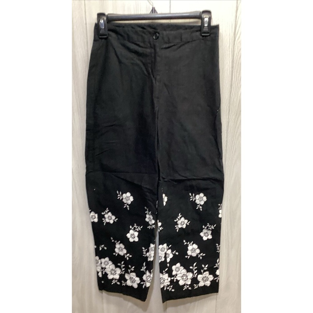 JACLYN SMITH Women's (Size 6) Floral Straight Leg Button Front Pants Stretch